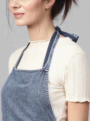 Blue Denim Acid Wash Apron Dress 5