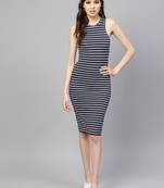 blue White Stripe Bodycon Dress