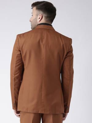 Brown Plain Viscose Stitched Men Blazers 5