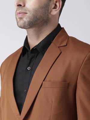 Brown Plain Viscose Stitched Men Blazers 6