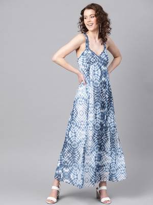 Blue & White Strappy Maxi 1