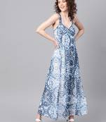 Blue & White Strappy Maxi