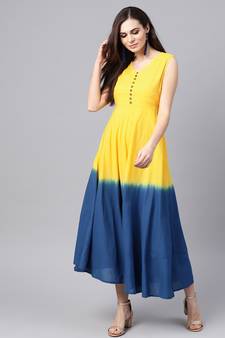 Yellow & blue Ombre Flared Maxi