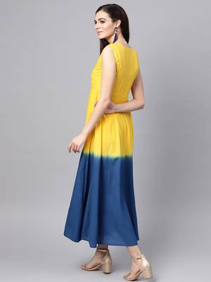 Yellow & blue Ombre Flared Maxi 3