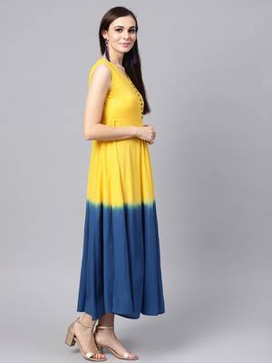Yellow & blue Ombre Flared Maxi 4