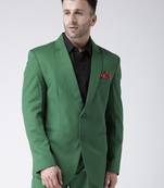 Green Plain Viscose Stitched Men Blazers