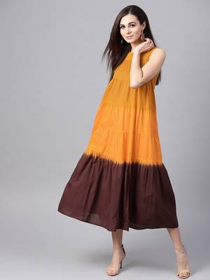 Mustard & Brown Ombre tie_dyered Maxi 1