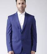 Blue Plain Viscose Stitched Men Blazers
