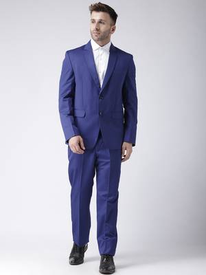 Blue Plain Viscose Stitched Men Blazers 4