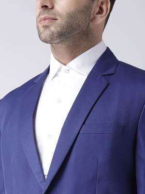 Blue Plain Viscose Stitched Men Blazers 6