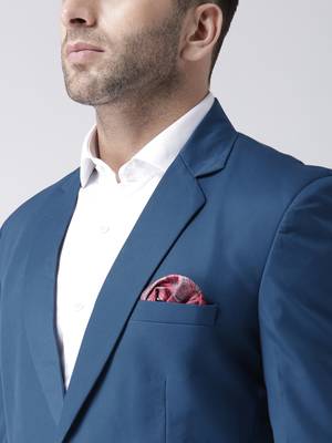 Blue Plain Viscose Stitched Men Blazers 6