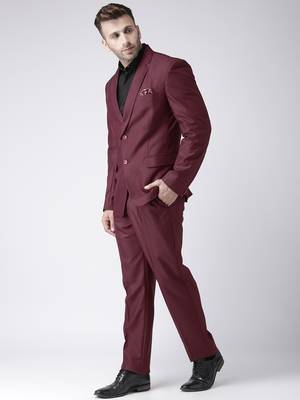 Maroon Plain Viscose Stitched Men Blazers 5