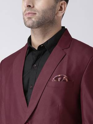 Maroon Plain Viscose Stitched Men Blazers 6