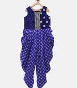 Blue printed polyester kids-frocks