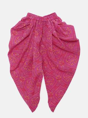 Pink printed chanderi kids-tops 3