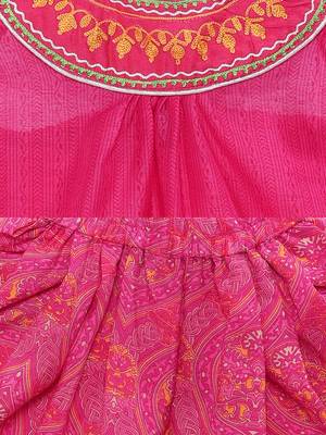 Pink printed chanderi kids-tops 4