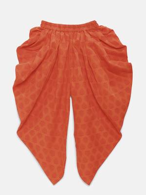 Yellow printed cotton top with dhoti for girls 3