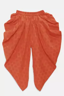 Yellow printed cotton top with dhoti for girls