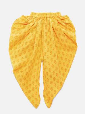 Red printed cotton top with dhoti for girls 3