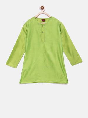 Green woven brocade boys-kurta-pyjama 2