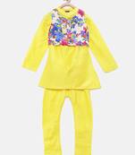 Yellow woven polyester boys-kurta-pyjama