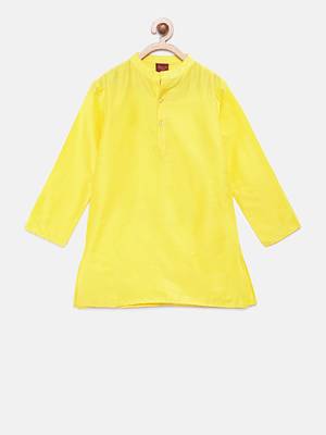 Yellow woven polyester boys-kurta-pyjama 2