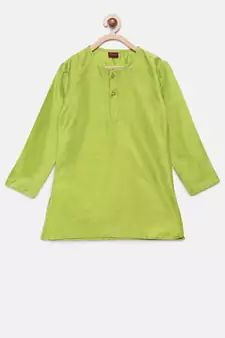 Green woven polyester boys-kurta-pyjama