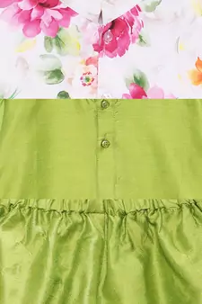 Green woven polyester boys-kurta-pyjama