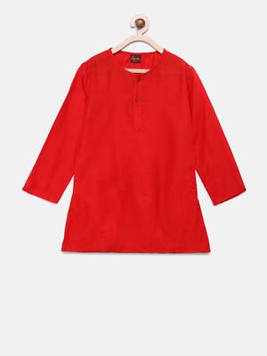 Red woven polyester boys-kurta-pyjama 2