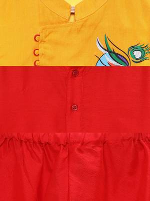 Red woven polyester boys-kurta-pyjama 5