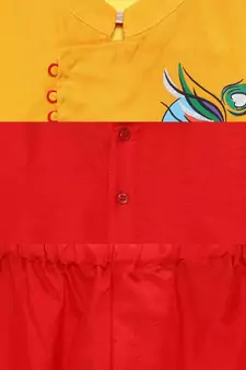 Red woven polyester boys-kurta-pyjama