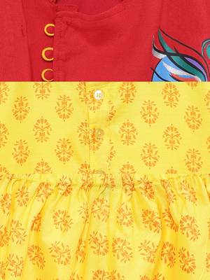 Yellow woven polyester boys-kurta-pyjama 5