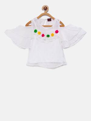 White woven chiffon kids-tops 1