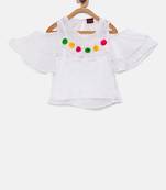White woven chiffon kids-tops