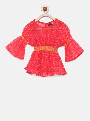 Pink woven georgette kids-tops 2