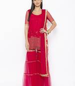 Maroon Embroidered Faux Net Salwar