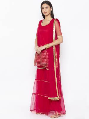 Maroon Embroidered Faux Net Salwar 2