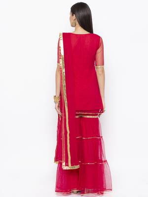 Maroon Embroidered Faux Net Salwar 3