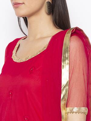 Maroon Embroidered Faux Net Salwar 4
