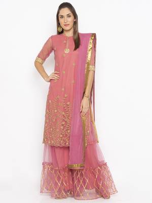 Light Pink Embroidered Faux Net Salwar 1