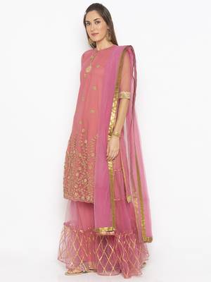 Light Pink Embroidered Faux Net Salwar 2