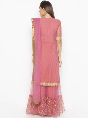 Light Pink Embroidered Faux Net Salwar 3