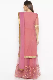 Light Pink Embroidered Faux Net Salwar