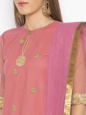 Light Pink Embroidered Faux Net Salwar 4