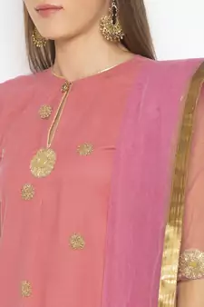Light Pink Embroidered Faux Net Salwar