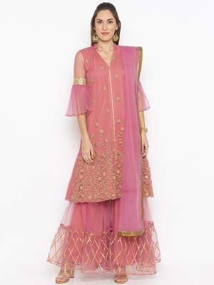 Light Pink Embroidered Faux Net Salwar 1