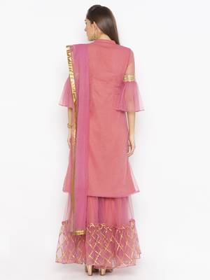 Light Pink Embroidered Faux Net Salwar 3