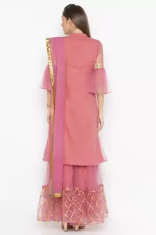 Light Pink Embroidered Faux Net Salwar