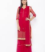 Maroon Embroidered Faux Net Salwar