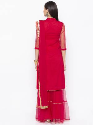 Maroon Embroidered Faux Net Salwar 3